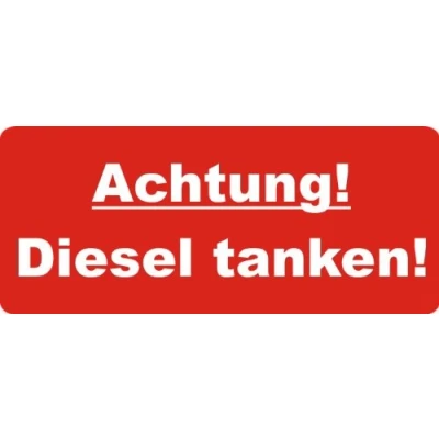 Abbildung von 1 Stück Aufkleber &quot;Achtung! Diesel tanken!&quot;, iSecur, Hinweis Aufkleber, 7x3cm Achtung Vorsicht Warnung, außenklebend für Fensterscheiben Auto LKW Maschinen Tankdeckel I hin_439