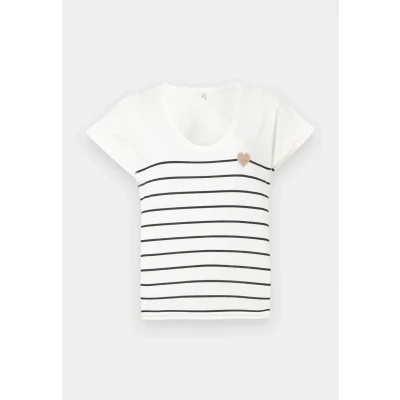 Abbildung von ONLY Onlemily LIFE Heart Tshirt print, Damen, Größe: Small, Cloud dancer/black