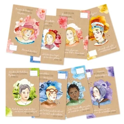Abbildung von Papierdrachen 8 hochwertige Heftumschläge aus Papier A4 Frauenpower Heftschoner ideal für die Schule, Studium, Büro Heftumschlag 250g/m² Set 21