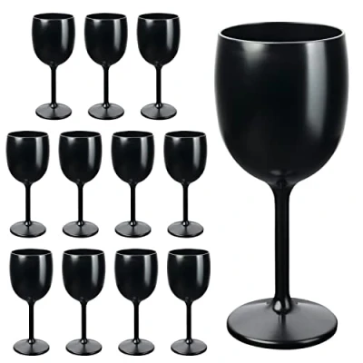 Abbildung von Schramm® Mehrweg Weingläser in schwarz wählbar 6, 12, 24 oder 48 Stück Champagner Glas Sektflöten Sektkelch Stielglas Gläser Fassungsvermögen, Größe:12