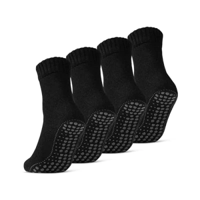Abbildung von 2 4 6 Paar ABS Socken Herren Damen Anti Rutsch mit Wolle 21463 WP (Schwarz 35 38)