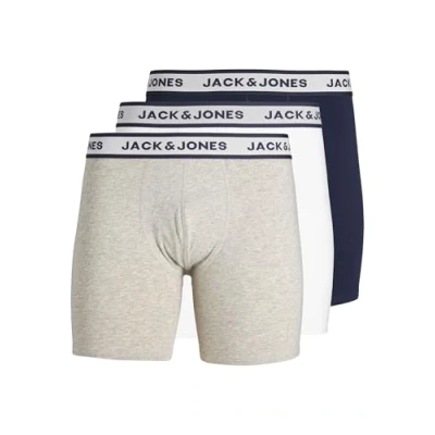 Abbildung von Jack &amp; Jones Jacsolid Briefs 3 PACK Panties, Herren, Größe: 3XL, Light grey/white/navy blazer