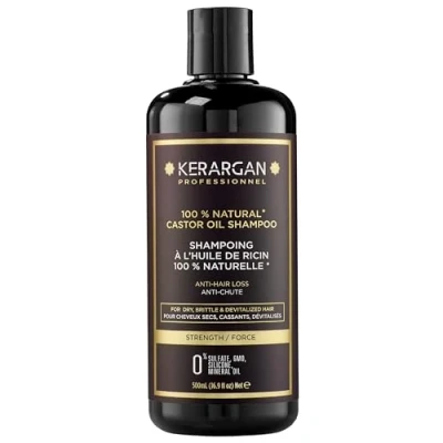 Abbildung von Kerargan Anti Haarausfall Shampoo mit Rizinusöl Stärkt &amp; Fördert das Wachstum Trockenes und Brüchiges Haar Angereichert Keratin, Arganöl, Aloe Vera Ohne Sulfate, GVO, Silikone 500ml
