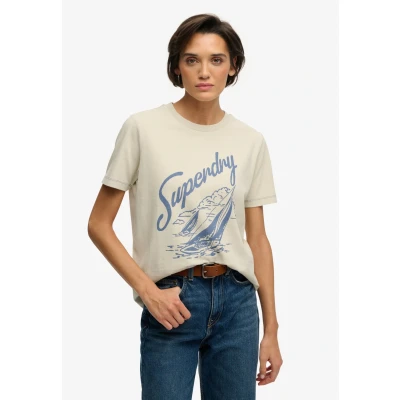 Abbildung von Superdry für Damen. W1011872A Heritage Hamptons T-shirt beige (XL), Lässig, Baumwolle, Kurzarm