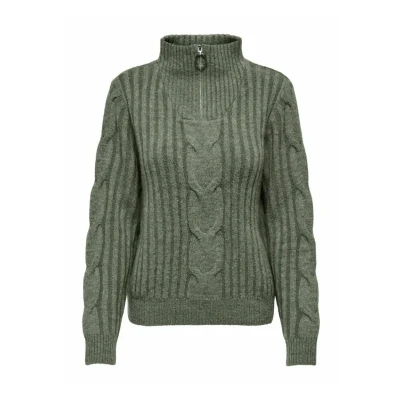 Abbildung von JdY Damen JDYANDREA L/S Zip Cable Pullover KNT Strickpullover, Kalamata/Detail:Melange, S