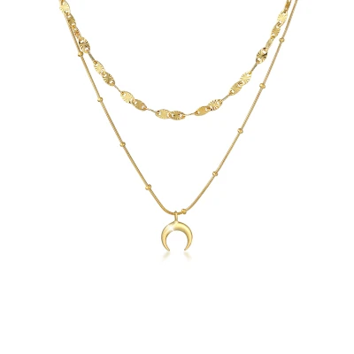 Abbildung von Elli Layer LOOK HALF MOON Halskette goldcoloured, Damen, Größe: 40, Gold/coloured
