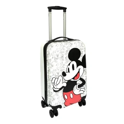 Abbildung von Undercover Mickey Mouse Reisekoffer Rollkoffer mit 4 Doppelrädern TSA Schloss 1 Fach Spanngurten Reißverschluss