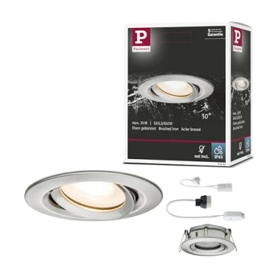 Abbildung von Paulmann 93662 Nova LED Einbauleuchte rund schwenkbar max. 35W Deckenspot Eisen ohne Leuchtmittel Einbaurahmen GU10 oder GU5,3