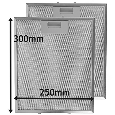 Abbildung von SPARES2GO Fett Filter für Dunstabzugshaube Metall Geflecht Küchen Abluftventilator (Silberfarben, 300 mm x 250 mm, 2 Stück)