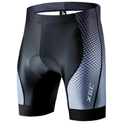 Abbildung von XGC Herren Kurze Radlerhose und Radunterhose Radsportshorts Fahrradhose für Männer elastische atmungsaktive 4D Schwamm Sitzpolster mit Einer hohen Dichte (L, Black_Grey)