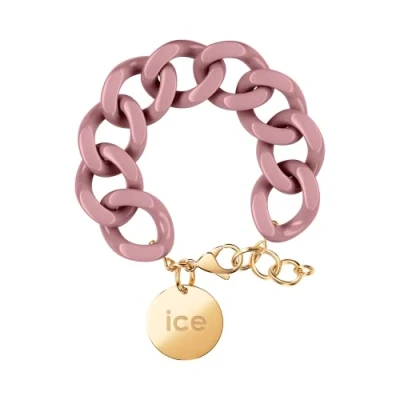 Abbildung von ICE Jewellery Chain bracelet Fall rose Kettenarmband mit rosafarbenen XL Maschen für Frauen, geschlossen einer goldenen Medaille (020349)