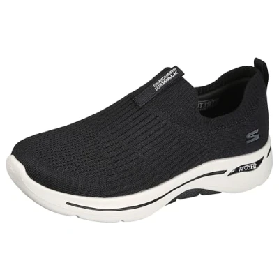 Abbildung von Skechers Damen Go Walk Arch Fit Iconic Sneaker, Black Textile Trim, 39 EU