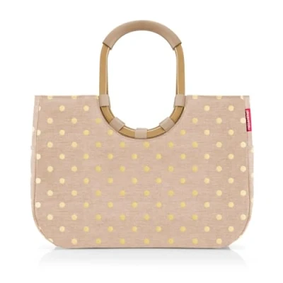 Abbildung von reisenthel loopshopper L frame metallic dots coffee Stabile Tasche mit praktischen Fächern aus recycelten PET Flaschen Charmantes und wasserabweisendes Design