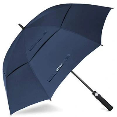 Abbildung von ACEIken Regenschirm Groß XL Sturmfest, Automatisch Öffnend, mit Doppeldach Belüftung, Blau Hochwertiger Stockschirm für Damen und Herren, Ideal als Golfschirm