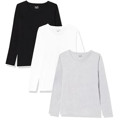 Abbildung von berydale Basic Langarmshirt Damen Baumwolle I 3er Set Longsleeve Damen, T Shirt Langarm Longshirt Langarmshirts Tshirt Langarm, Unterziehshirt Mehrfarbig 2XL