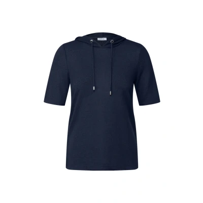 Abbildung von CECIL Damen B323535 Crepe Hoodie Shirt, Urban Navy Blue, L