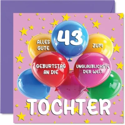 Abbildung von Stuff4 43. Geburtstagskarte Tochter Unglaublichsten der Welt Geburtstagskarten für 43 Jahre von Mama Papa, 145mm Geburtstag Glückwunschkarten