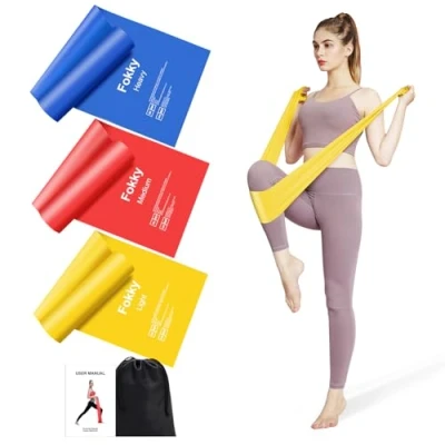 Abbildung von 3er Set 1.5M/2M Lang Fitnessbänder Widerstandsbänder in 3 Stärke,100% Natur Latex Resistance Bands Gymnastikband für Crossfit, Muskelaufbau, Yoga, Pilates Männer und Frauen