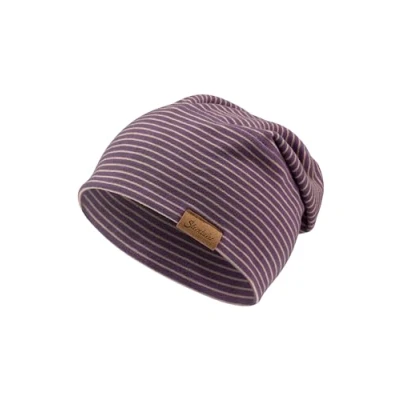 Abbildung von Sterntaler Beanie mit feinem Streifen Mädchen Baby und Kinder Mütze aus weichem Microfleece ohne Umschlag tragbar Übergangsmütze lila, 55
