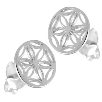 Abbildung von Vinani Ohrstecker Lebensblume Blume des Lebens Mandala glänzend Sterling Silber 925 Ohrringe OLE