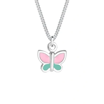 Abbildung von Elli Schmetterling Pastel Emaille Halskette für Kinder, Größe: 36, Silber