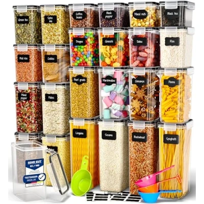Abbildung von Deco haus® Vorratsdosen Mit Deckel 24 Set L Aufbewahrungsbox Küche Luftdicht Vorratsbehälter Frischhaltedosen Behälter aus Plastik Vorratsgläser zur Aufbewahrung von Müsli, Mehl