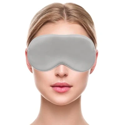 Abbildung von Liebesfreunde® Augenmaske aus 100% echter Seide bequem &amp; weich Schlafmaske für Frauen und Männer Augenbinde, grau
