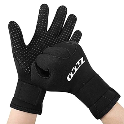 Abbildung von ZCCO 5mm Neopren Tauchhandschuhe,doppelschichtige Thermo Neoprenanzughandschuhe mit elastischem Handgelenk und rutschfesten Partikeln zum Tauchen,Surfen,Schnorcheln(ST 5mm,XL)