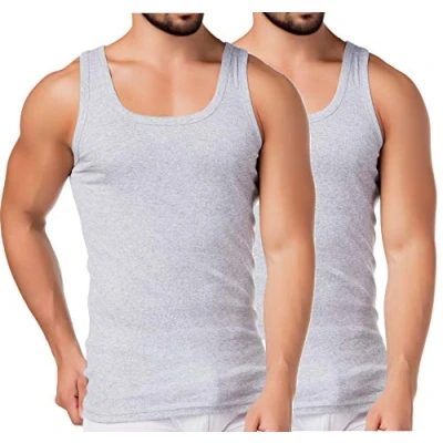 Abbildung von BestSale247 2er Pack Herren Classic Unterhemd Tank Top Supergekämmte 100% Baumwolle (Grau Melange, 9 3XL)