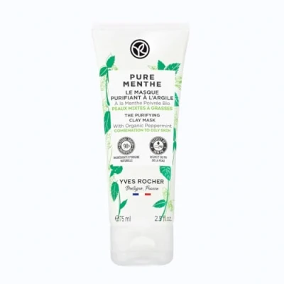 Abbildung von Yves Rocher PURE MENTHE Tonerde Maske Natürliche Gesichtsmaske gegen Pickel und unreine Haut Gesichtspflege mit Bio Pfefferminze Für strahlende 75 ml