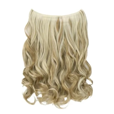 Abbildung von CAISHA 50cm 1 Tresse Extension mit Gummiband Extensions Haarverlängerung Haarteil Leicht Gewellt Blond Mix Strähnen E107