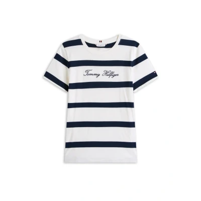 Abbildung von Tommy Hilfiger Script Tshirt print, Damen, Größe: XS, Ivory/dark night