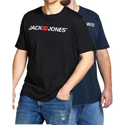 Abbildung von Jack and Jones Große Größe T Shirt für Herren Übergröße Männer 3XL bis 6XL einzeln und Multi Set (Doppelpack Mix 9, 6XL)