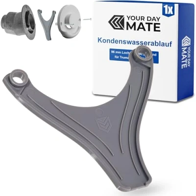 Abbildung von Kondenswasser Ablauf für Wohnwagen Heizung, 1 Stück, kompatibel mit TRUMA Kaminteil ZR80, 96 mm Lochabstand, in Grau, Kaminschild gegen Dreck und Eisbildung, Kappe Kaminabdeckung Abgasrohr