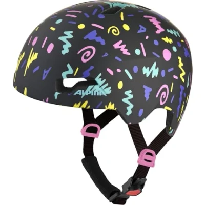 Abbildung von ALPINA Hackney Leichter, Bruchfester &amp; Optimal Klimatisierter Fahrradhelm für Kinder, Mit Nachrüstbarem LED Gute Sichtbarkeit, Black Confetti matt, S (47 51 cm)