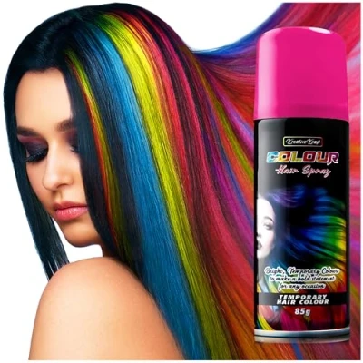 Abbildung von Temporäre Haarfarbe Spray, Auswaschbar (1 x 200ml) Haarspray für Fasching, Karneval (Rosa)