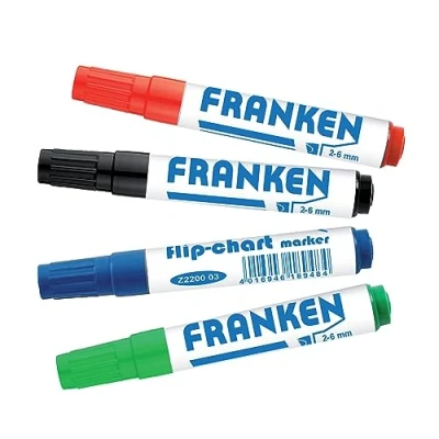 Abbildung von FRANKEN Flipchart Marker, 2 6 mm Keilspitze, 4 Stück, farblich sortiert, Z2203