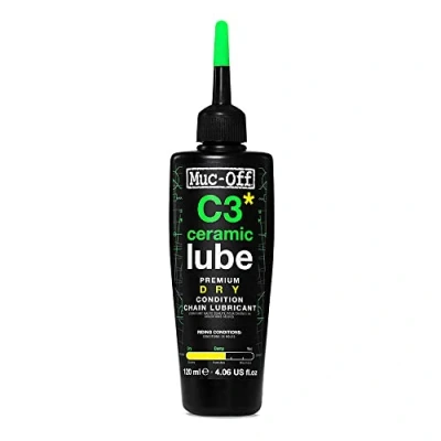 Abbildung von Muc Off C3 Ceramic Dry Chain Lube Trocken Kettenöl Fahrrad, 120 ml Premium Schmierfett Kettenfett, Kettenspray Mit UV Tracer Farbstoff Für Trockene und Staubige Bedingungen