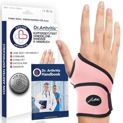Abbildung von Dr. Arthritis Von Ärzten Entworfen, Leichte Handgelenk Bandage, Handgelenkstütze/Sehnenscheidenentzündung Bandage/Karpaltunnel Schiene, Handbandage Rechts/Links [Pink, Einzelpackung]