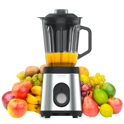 Abbildung von Cecotec Mixer Glas Power Schwarz Titan 1000 INOX. W, Edelstahlgehäuse, 6 Blatt mit schwarzer Titanbeschichtung, 1,5 l Glaskrug, 5 Geschwindigkeiten [Energieeffizienzklasse A +]