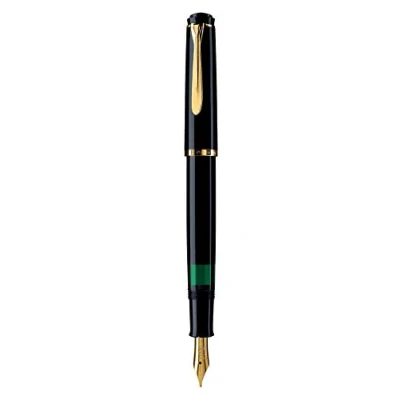 Abbildung von Pelikan Füllhalter Classic 200, Schwarz, Feder EF (extra fein), hochwertiger Kolbenfüller im Geschenk Etui, 822893, 1 Stück (1er Pack)
