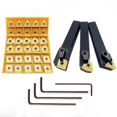 Abbildung von ASZLBYM 5/8&quot; 36Stück Indexierbarer CNC Drehmaschinen Excircle Drehwerkzeughalter，Set MTJNR1616H16 + MWLNR1616H08 MCLNR1616H12 mit WNMG 431,CNMG431,TNMG331, Massives Hartmetall Einsatzschneider.