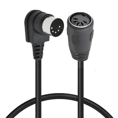 Abbildung von HTGuoji MIDI DIN Verlängerungskabel, 5 poliger 90 Grad Winkelstecker auf Buchse, Audio MIDI/AT Adapterkabel für Keyboard Synthesizer, Organ, E Piano, Gitarre (50 cm)