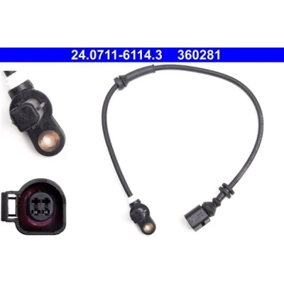 Abbildung von ATE 24.0711 6114.3 ABS Sensor 479 nicht für Verschleißwarnanzeiger vorbereitet VOLKSWAGEN: Sharan I, VAN, SEAT: Alhambra I