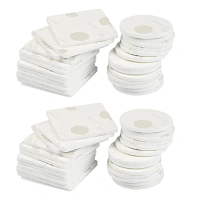Abbildung von TIMESETL 150Stück Klebepads doppelseitiges Klebeband Schaumstoff EVA Quadrat (4cmx4cmx2,5mm) und Rund (3,5cmx3,5cmx2,5mm) Schaumband mit besonders starke Klebkraft Weiß
