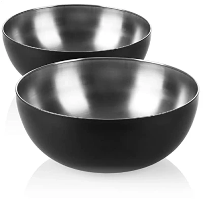 Abbildung von com four® 2x Rührschüssel aus Edelstahl und schwarzer Außenbeschichtung als Salatschüssel, Obstschalschüssel oder einfach Dekoschale verwendbar. (2 Stück Ø 24cm schwarz)
