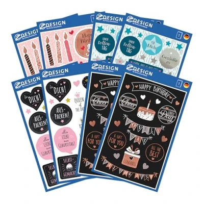 Abbildung von AVERY Zweckform 162 Sticker Geburtstag (Aufkleber Set, selbstklebend mit Glanzeffekt, Dekosticker, Karten, Glückwünsche, Party, Feier, Scrapbooking, Bullet Journal, Dekorieren, Geschenke) Art. 59981