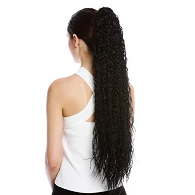 Abbildung von WIG ME UP N857 V 1 Haarteil Zopf Pferdeschwanz extrem lang voluminös lockig Krepplocken gekreppt Afro Kinks Schwarz 75 cm
