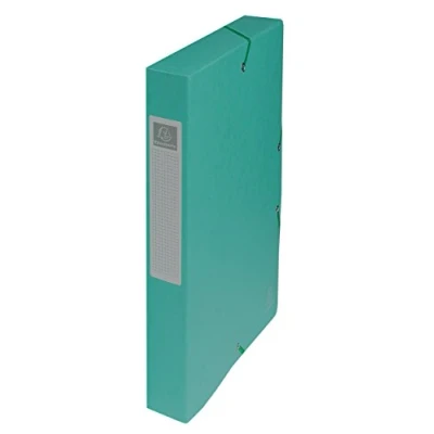 Abbildung von Exacompta 50403E 1 Abheftbox mit Gummibändern Exabox aus Glanzkarton 600g/m2 Rückseite 4 cm Maße 25 x 33 für A4 Dokumente Farbe grün wird montiert geliefert