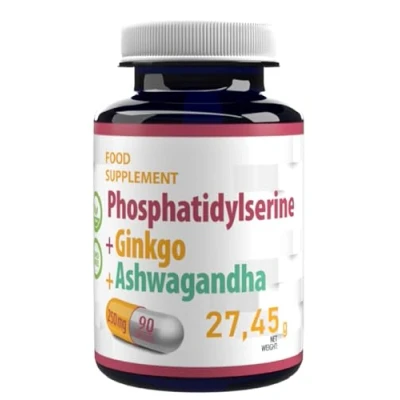 Abbildung von Phosphatidylserine + Ginkgo Biloba Ashwagandha 250mg 90 Vegan Kapseln, Laborgeprüft, Hochdosiert, Nicht GVO